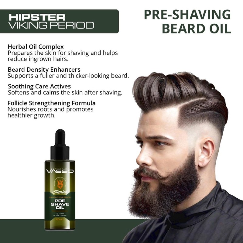 Vasso Hipster Mustache & Beard Pre Shave Oil 75 ml
