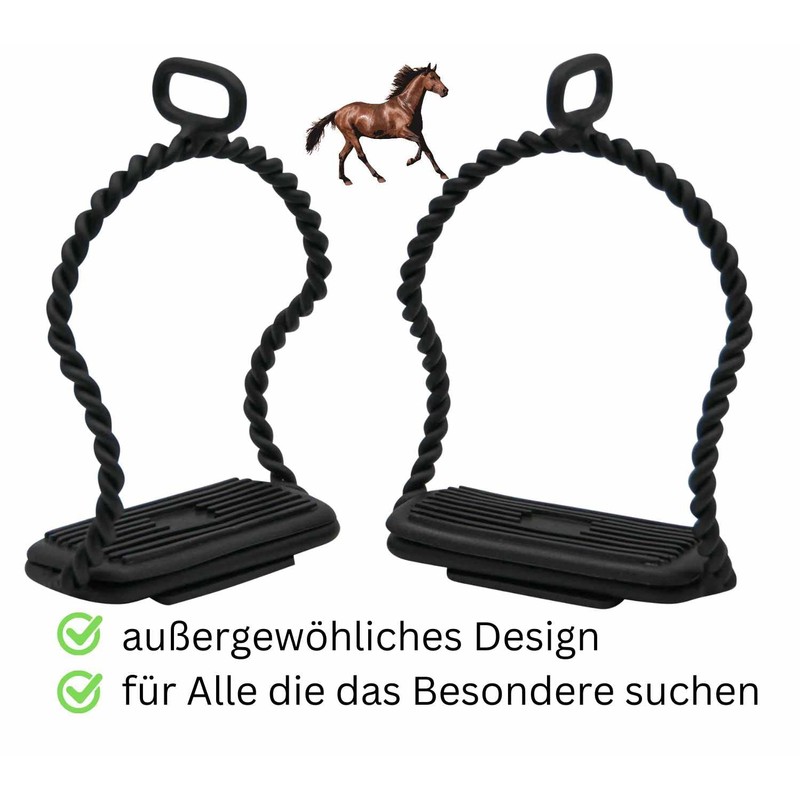 AMKA Icelandic Stirrups Black Curved Legs