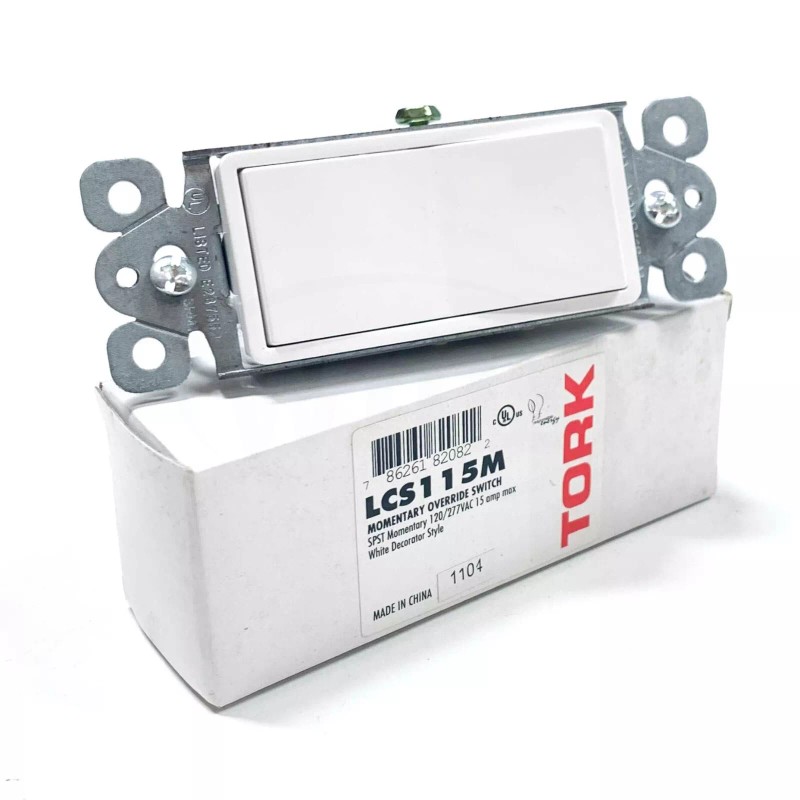 Tork LCS115M Tork Momentary Override Switch, 120/277VAC, White