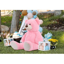 MorisMos Giant Teddy Bear Stuffed Animal 4 Ft,51'' Big Pink Teddy Bear for Girlfriend Boyfriend Wife Mom Fiancée Valentine's Gift,Large Stuffed Bear Plush for Christmas Birthday Baby Shower,Pink
