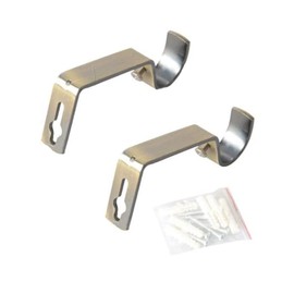 Metal Curtain Rod Brackets Brass Set with Screws for Poles 28mm Curtain Pole Bracket Metal Heavy Duty Rod Wall Brackets Holder Set of 2.