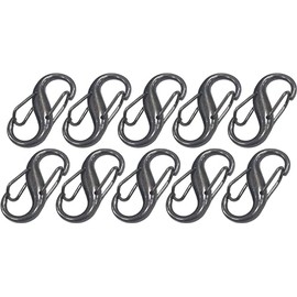 Audio Fan Small Carabiner, 1.1 x 0.5 inches (28 x 13 mm), S-Shaped Hook, Carabiner, For Outdoor Camping, Hiking, Sports, Multifunction Keychain, Gun Metallic, 10 Piece Set