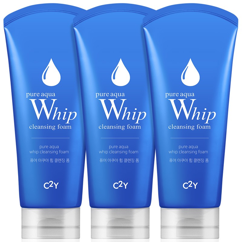 씨투와이 C2Y 퓨어 아쿠아휩/화산송이/그린티 클렌징 폼 120ml 3개 번들 세트
