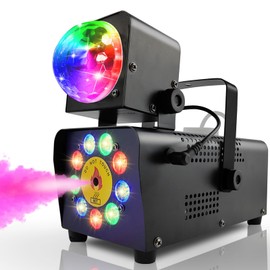 IMONE Fog Machine with Disco Lights, 16 Colorful LED Smoke Machine, Wireless Remote Control for Indoor Outdoor Parties, Stage, DJ, Halloween & Events