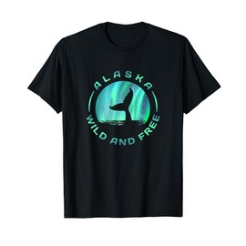 Alaska - Whale With Northern Lights - Wild and Free T-Shirt