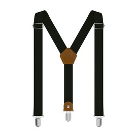 GRIN accs | Tirantes para Hombre | Con Piel Camel | Formal e Informal para Tu Estilo | Tirantes de Clip para Caballero | Resistentes y Ajustables a la medida | Color Negro