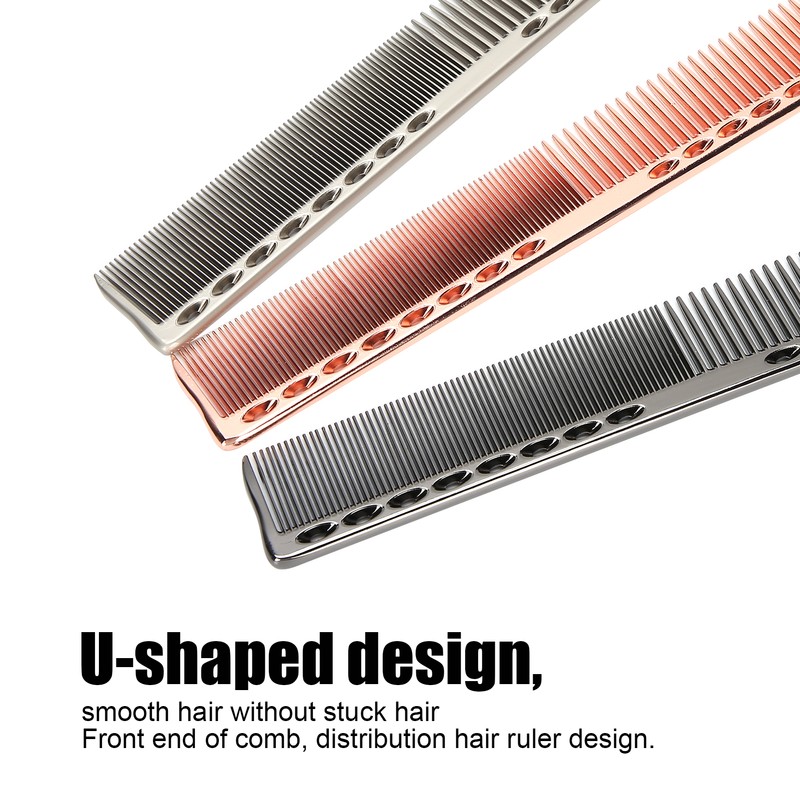 3pcs Space Aluminum Comb Set AntiStatic Wide Fine Tooth Hair