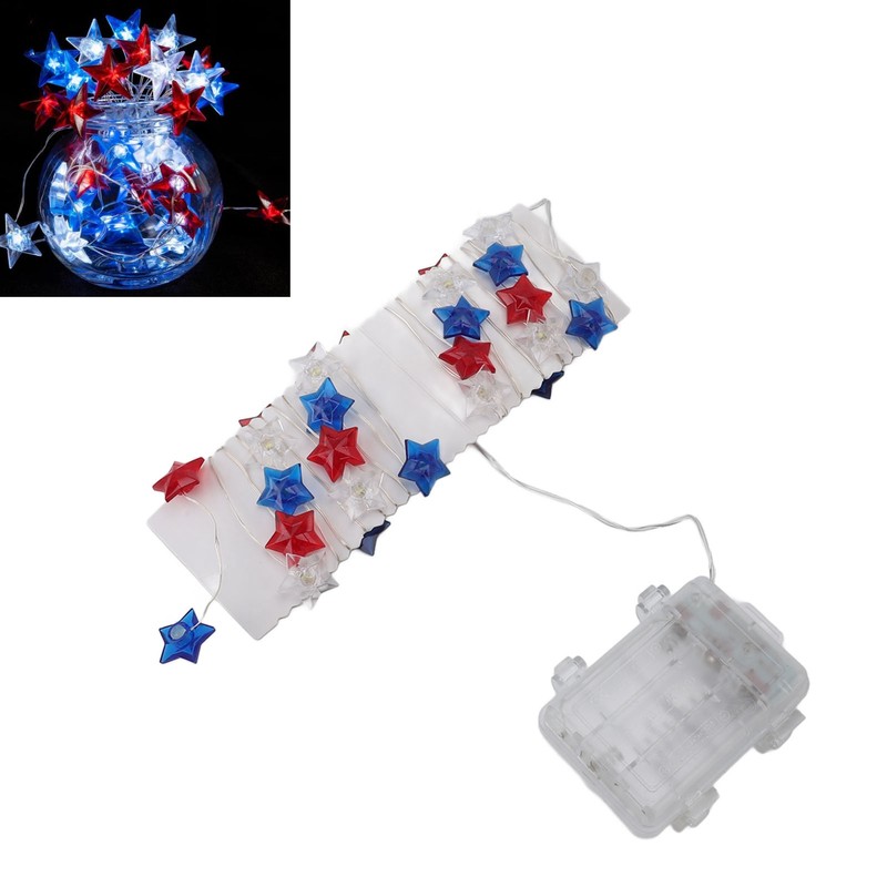 Independence Day Decor LED String Lights Battery Operated 9.8ft 40