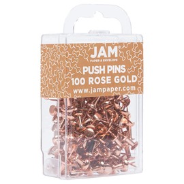 JAM PAPER Colorful Push Pins - Rose Gold Pushpins - 100/Pack