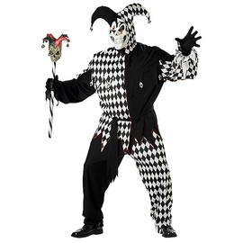 California Costumes Men's Plus Size- Black Evil Jester, Black/White, PLUS (48-52) Costume