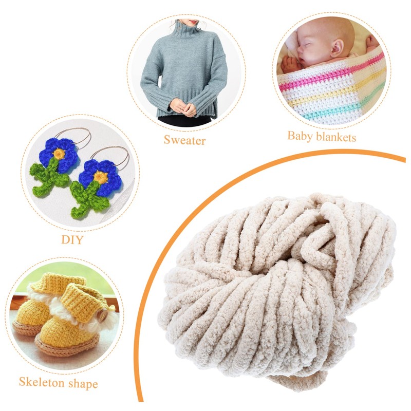 KONTONTY 1Pc Comfortable Coarse Wool Chenille Knitting Yarn Soft Blanket