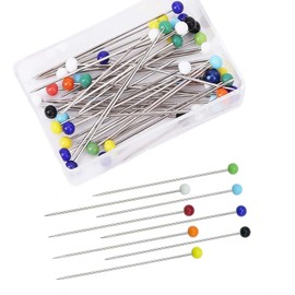 32mm Extra Long Sewing Pins with Glass Heads 50 Pieces - 0.8mm thick Quilting Pins for Dressmaking, Jewellery & Crafts