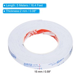 PATIKIL 5m/16.4ft Sealing Foam Tape, 15mm Wide 2mm Thick Single Sided Weather Stripping Door Furniture Seal Strip for Window Pipes Insulation, White