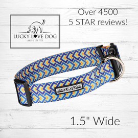 Lucky Love Dog Wide Martingale Dog Collar - No-Slip, Durable, & Soft Webbing 1.5 inch Martingale Collar for Dogs Male and Female Ideal for Training & Walking - Stylish Murphy Pattern, Large Size