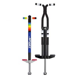 New Bounce Pogo Stick Set - Set of Two Ultimate Pogo Sticks W/Silicone Grips - Sport for Ages 5-9 and Pro Sport for Ages 9 and Up