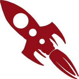 hBARSCI Rocket Vinyl Decal - 5 Inches - for Cars, Trucks, Windows, Laptops, Tablets - Outdoor-Grade 2.5mil Thick Vinyl - Dark Red
