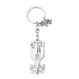 Zuo Bao 3D F1 Race Car Keychain with Racing Flag Charm Earrings - Car Racing Gift for Car Enthusiasts, Unisex-Adults, White