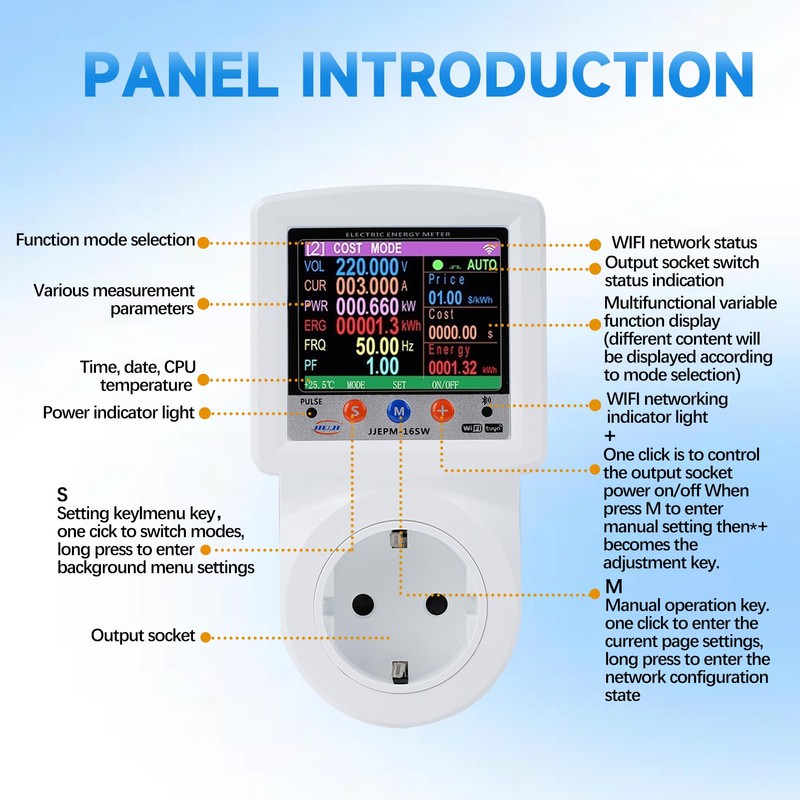 Jadeshay Electricity Meter for Socket, Energy Cost Meter, Power Meter