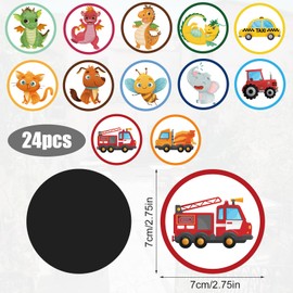 24pcs Potty Training Stickers, Color Changing Pee Stickers Interesting Potty Targets Stickers for Boys and Girls Reusable Stickers with 12 Patterns Dinosaur, Car, Animal