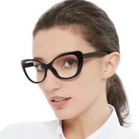 MARE AZZURO Oversized Reading Glasses Women Stylish Cat Eye Readers 0 1.0 1.5 2.0 2.5 3.0 3.5 (Black 100)