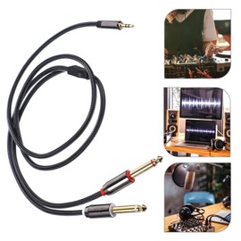 FELTECHELECTR 1m Audio Cable Adapter to y Splitter for Stereo Sound Compatible Laptops Speakers Amplifiers and Home Black