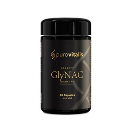 PUROVITALIS GlyNAC Clarity, Glycine + NAC Supplement, 600mg Each, Supports Glutathione, Cellular Health & Healthy Ageing, 1-Month Supply (60 Vegan Capsules)
