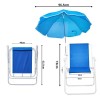 Blue Folding Beach Chair With Umbrella Aluminum Frame Lightweight Portable