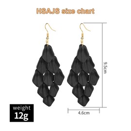 HSAJS Boho Exaggerated Rose Petal Flower Drop Stud Earrings Textured Vintage Multistage Acrylic Petal Jewellery for Women Girls, Acrylic