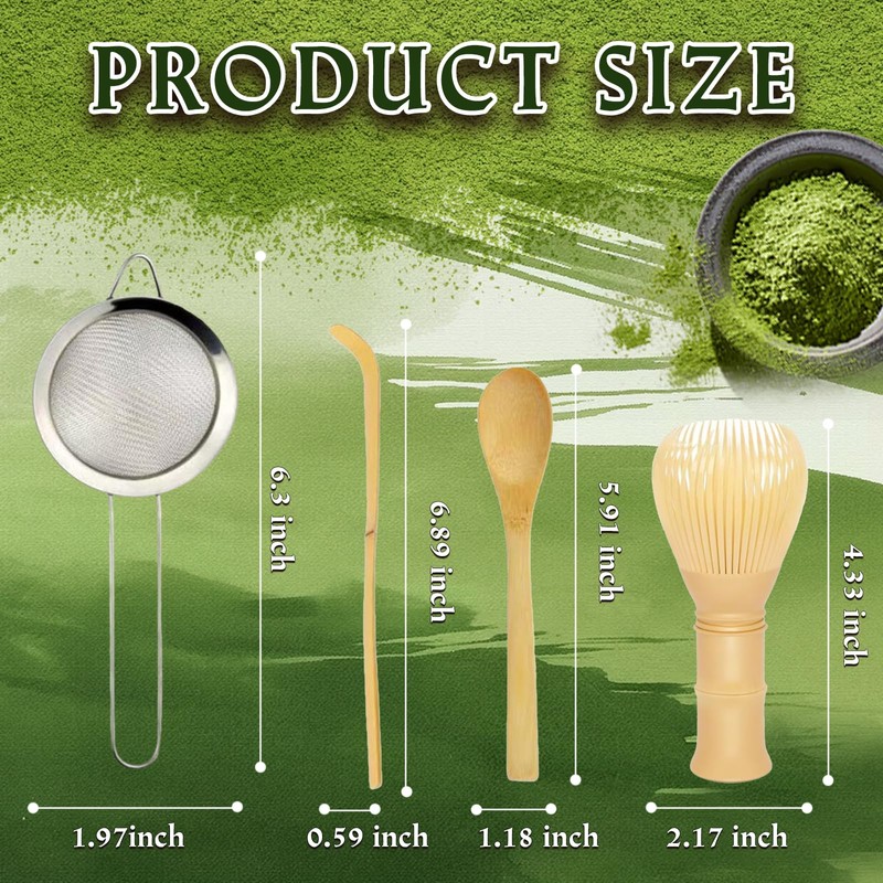 4 Piece Matcha Set, Matcha Accessories, Includes Matcha Whisk, Matcha