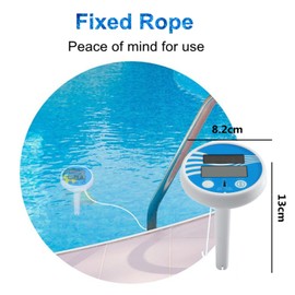 Digital Solar Pool Thermometer, Floating Pool Thermometer, Swimming Pool Thermometer with Rope, Water Thermometer for Outdoor/Indoor Swimming Pools, Bath Water, Spas, Hot Tubs
