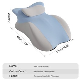 SheRest Adjustable Headrest Reading Pillow for Bed Adults - Memory Foam Back Support Wedge for Acid Reflux, Snoring & Legs, Blue and Gray (22.8"x15"x9")