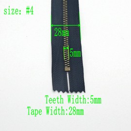 Metal Zipper for Jeans 4" Antique Brass Y-Teeth Zipper #4 Close End Jeans Zippers 4" 6pcs,(Navy-Brass)