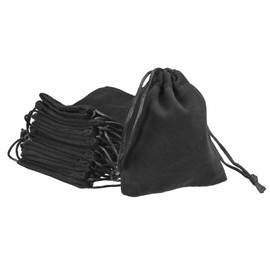 PATIKIL 10Pcs Velvet Drawstring Bags 2.76x3.54 Inch Gift Bags Jewelry Pouches Black for Christmas Birthday Party Wedding Candy Headphones