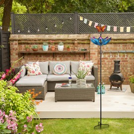 hogardeck Large Outdoor Wind Spinner, 77.6" Metal Butterfly Tulip Wind Spinner with Stakes, Multi-Color 360° Rotating Flower Wind Sculptures Kinetic Yard Art for Home Garden Lawn Backyard Patio Decor