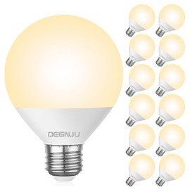 DEGNJU Vanity Light Bulbs 60W Equivalent, Soft White 2700K Bathroom Light Bulbs Over Mirror, Globe Light Bulbs for Makeup, Round Light Bulbs, G25 LED Light Bulbs 800 Lumens, Non Dimmable, 7W, 12 Pack