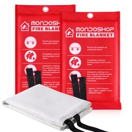 Mondoshop Fire Blanket Emergency for Home and Kitchen - 2 Pack 72"x72" Fire Blankets Fire Resistant Blanket for Camping, Grill, Car, Office, Warehouse, School, Picnic, Garages, Workshops