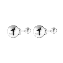 Cute Bead Ball Double Sided Front Back Stud Earrings for Women Teen Girls 925 Sterling Silver Cartilage Sleeper Ear Jackets Studs Earring Fashion 2 in 1 Jewelry Gifts for Daughter Hypoallergenic