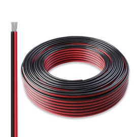 TMH 16 AWG 2pin 2 Color Red Black Cable 50 FT Hookup Electrical LED Strips Extension Wire 10A 12V/24V, 2 Conductor Parallel Strips Extension Wire for Ribbon Lamp Tape Lighting (1 Pcs)