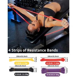 FAOKZE Fitness Bands with 4 Resistance Levels, Resistance Band Set with Door Anchor, Handle, Carry Bag, Resistance Bands for Fitness/Stretching/Yoga/Strength Training/Pilates