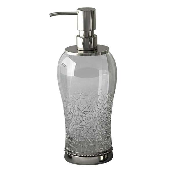 nu steel Coyote Lotion Dispenser Pump, Refillable Bottle, Ideal for Liquid Soaps, Clear Glass with Crackle Finish