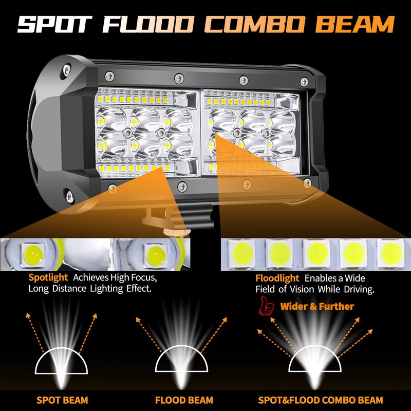 7 Inch LED Light Bars, 240W 24000lm LED Work Lights