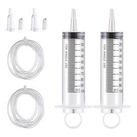 Pack of 2 Syringes, 100 ml, Plastic Syringe with Hose, Measuring Syringe, Individually Packed for Scientific Laboratories, Measuring Liquids, Industrial, Garden, Pet (100 ml)