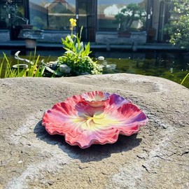 Minigift 11 Inch Ceramic Chip & Dip Serving Tray | Double Layer Hand-Painted Coral Pansy Plate | Divided Appetizer Platter for Salsa, Veggies & Snacks