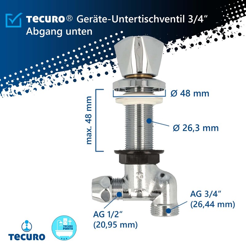 tecuro Device Undersink Valve with Backflow Preventer Inlet 1/2 Inch