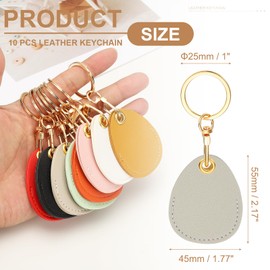 PATIKIL 10pcs Leather Keychain Blanks, 45mm Sublimation Keychain Blanks PU Leather Key Chain Bulk Keyring with Rings for Name Tag Dog Cat Collar Keys, Water Drop,Grey