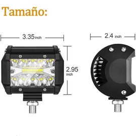 Gotowanie - Barra de Luz LED para Auto, 2Piezas, Focos LED Tractor, 4 Pulgadas" 60W 72000LM LED, Potente 6000K, IP68 Impermeable Luz de Niebla para Coche, SUV, UTV, ATV, Off-Road, Camión, Moto, Barco