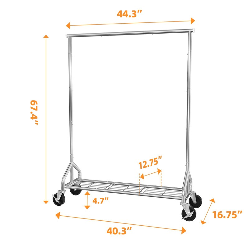 Ekisemio Rolling Clothes Rack Load 450 LBS, Heavy Duty Garment