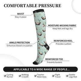 aipoase Otter Compression Socks Knee High Circulation Support Socks For Women Men Athletic Running Hiking Cycling