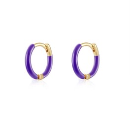 Enamel Hoop Earrings 9mm Tiny Small 18k Gold Plated Silver Upper Ear Cartilage Helix Piercing 1.6mm Tube Hinged Huggie Hoop Earrings, Sterling Silver, No Gemstone