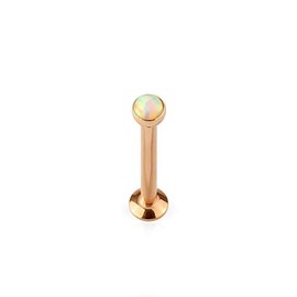 Paula & Fritz® Universal Stud Labret Monroe Cartilage Gold Rose Gold Black Opal Flat White Stainless Steel 316L Surgical Steel Length 4 mm - 8 mm, Stainless Steel, Opal